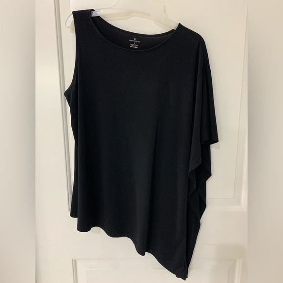 Medium Black Top. Sleeveless on one side, has long material on other side. - Picture 2 of 3